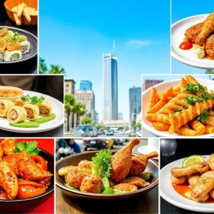 A colorful assortment of dishes representing new restaurants in Los Angeles