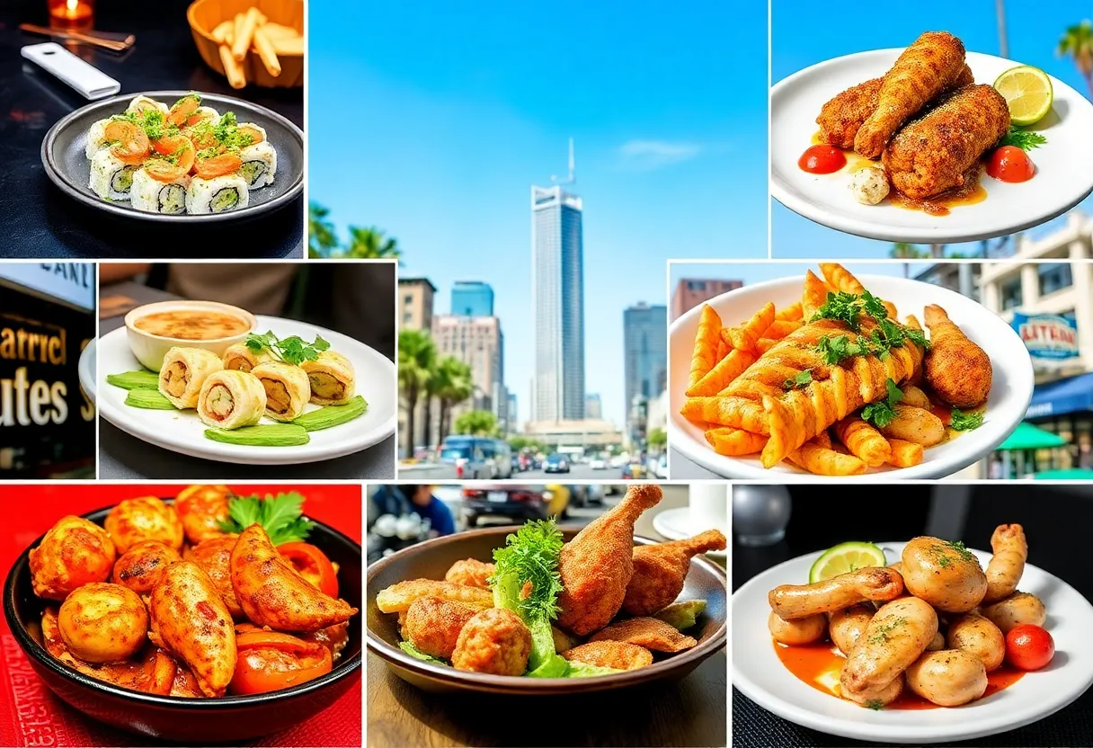 A colorful assortment of dishes representing new restaurants in Los Angeles