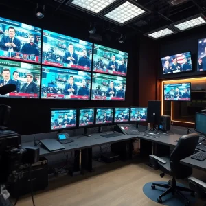 Control room overview depicting media channels