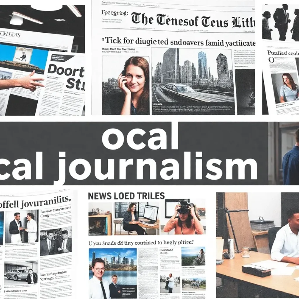 A visual representation of local journalism challenges due to funding cuts.