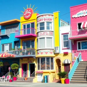 Eclectic architecture in Venice Beach during the 1980s