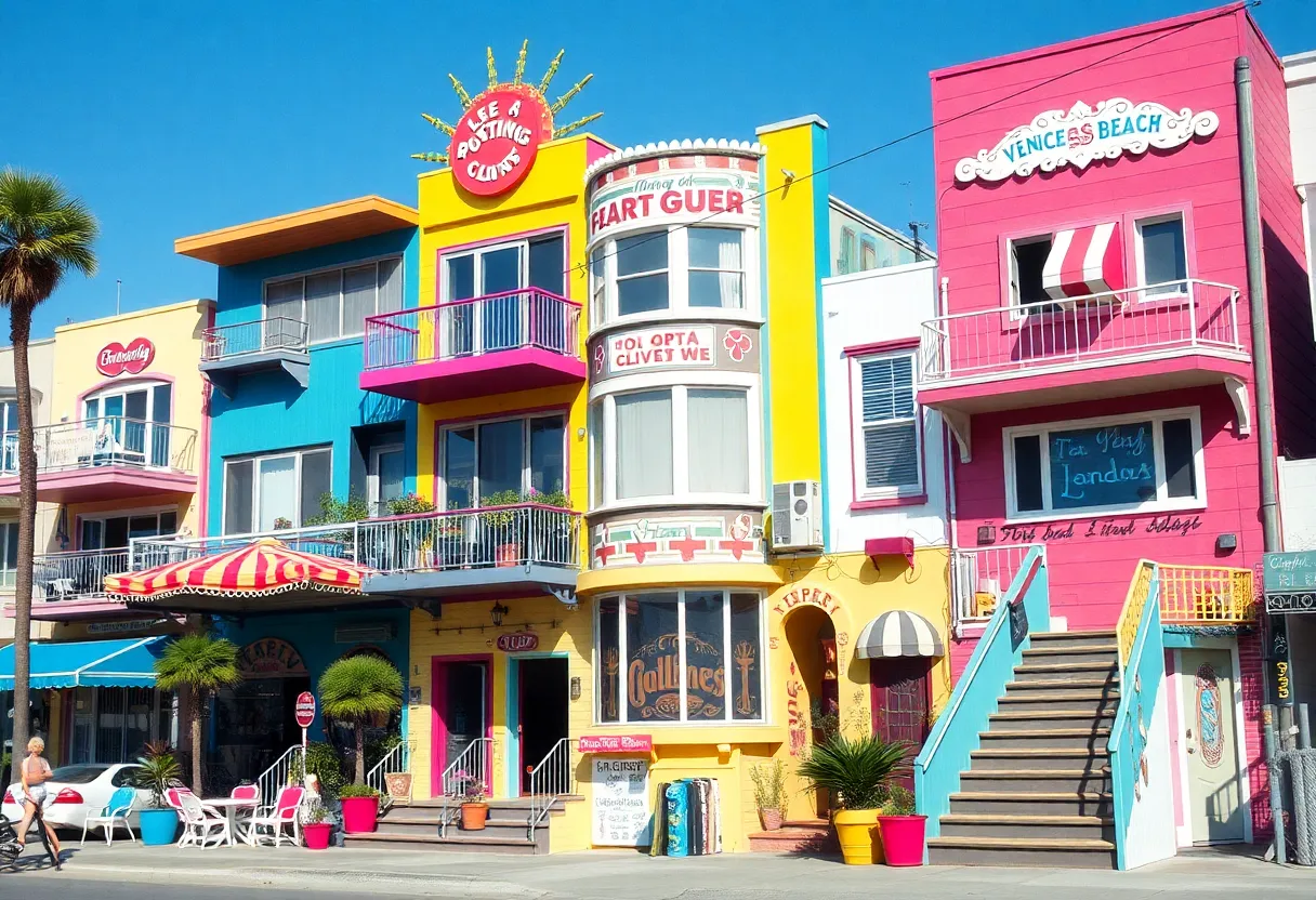 Eclectic architecture in Venice Beach during the 1980s