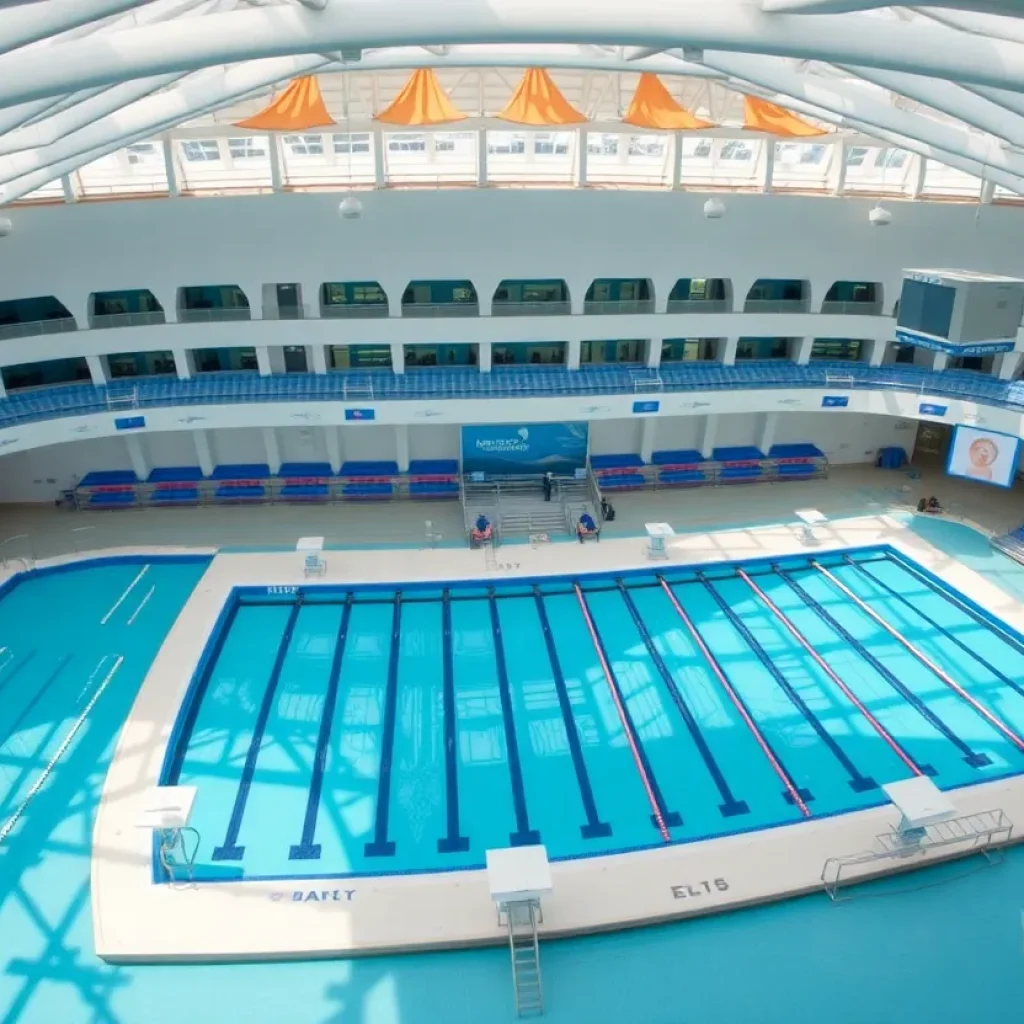 Aerial view of the Rose Bowl Aquatics Center