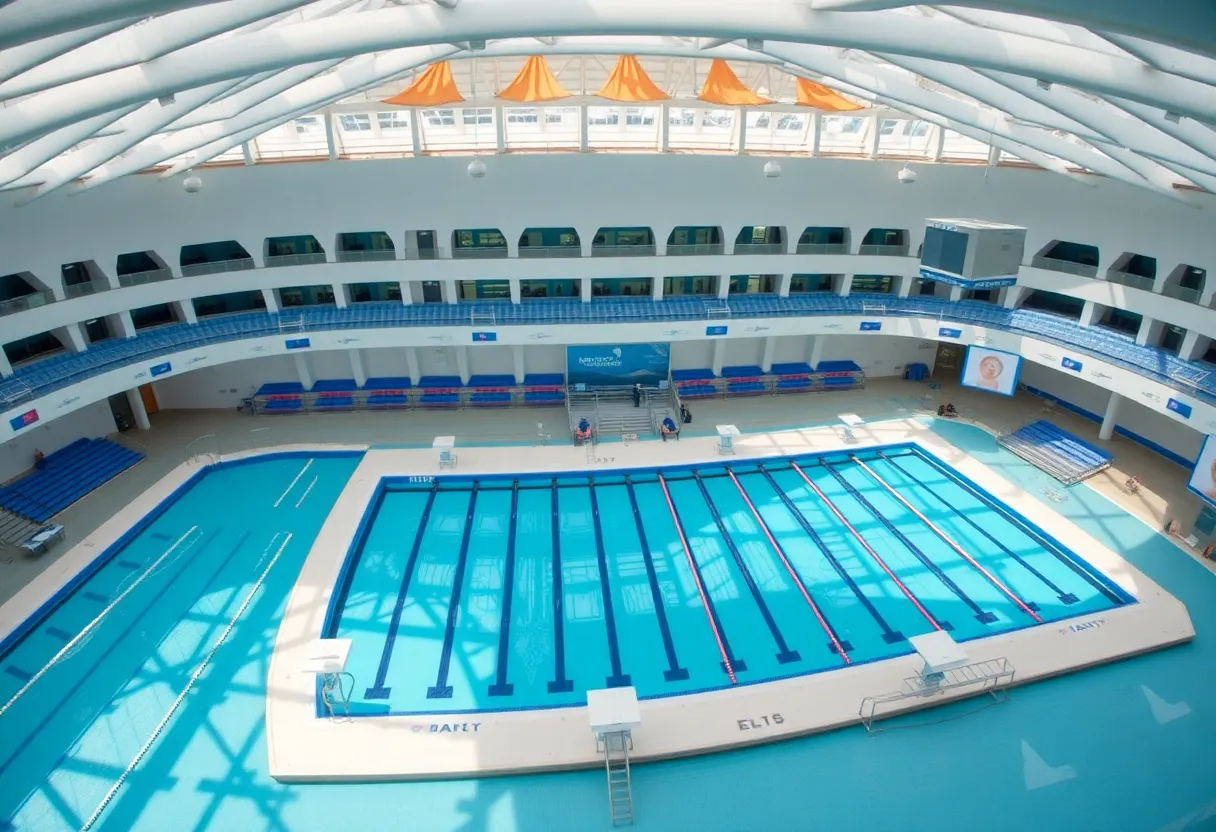 Aerial view of the Rose Bowl Aquatics Center