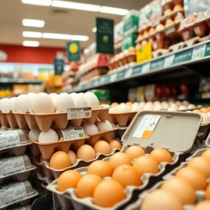 Image showing egg cartons with a food safety recall notice.