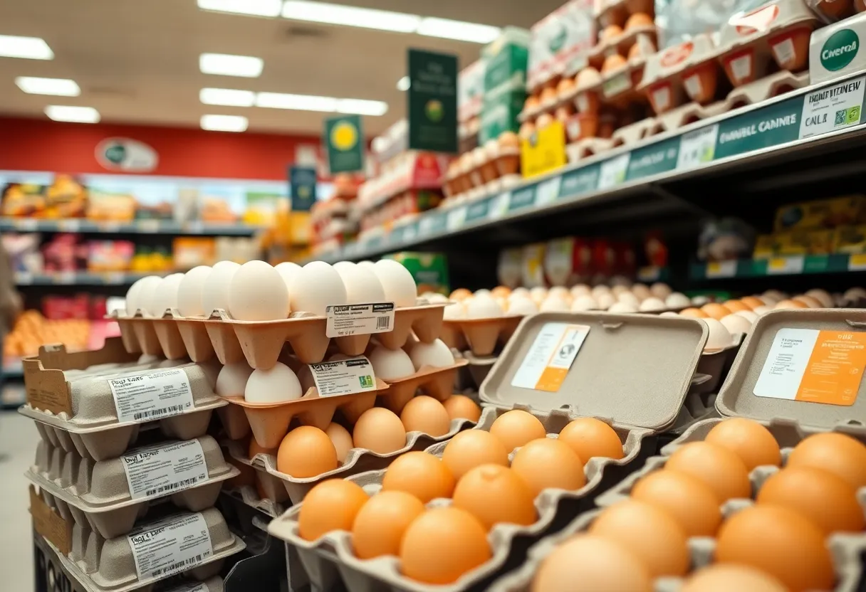 Image showing egg cartons with a food safety recall notice.