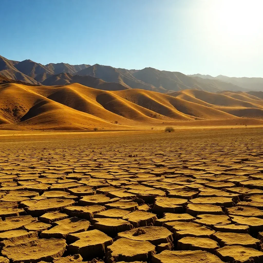 Cracked earth in Southern California during a heat wave