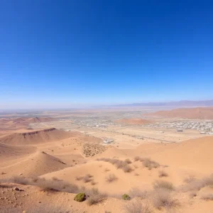Landscape of Southern California under extreme heat wave conditions.