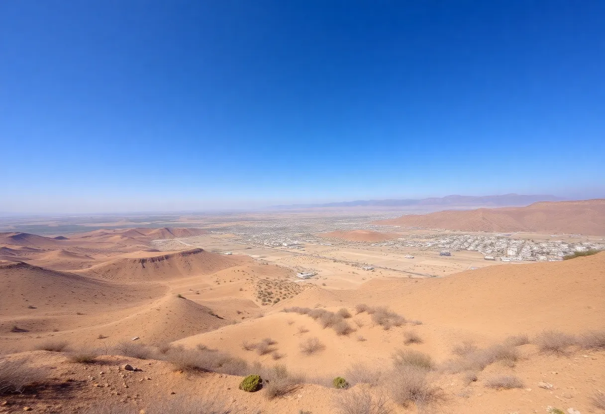 Landscape of Southern California under extreme heat wave conditions.