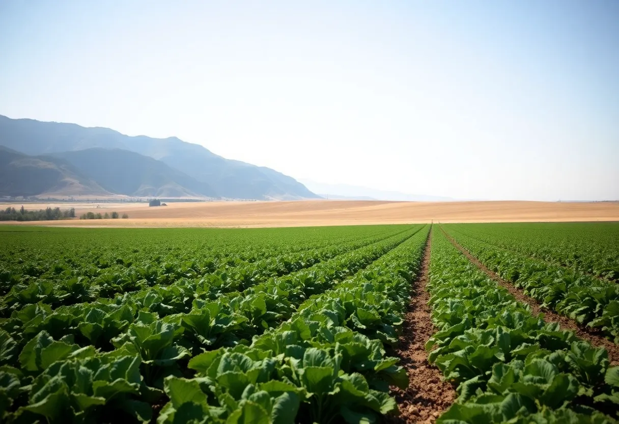 Agricultural landscape in Imperial Valley, California, showing sugar beet fields