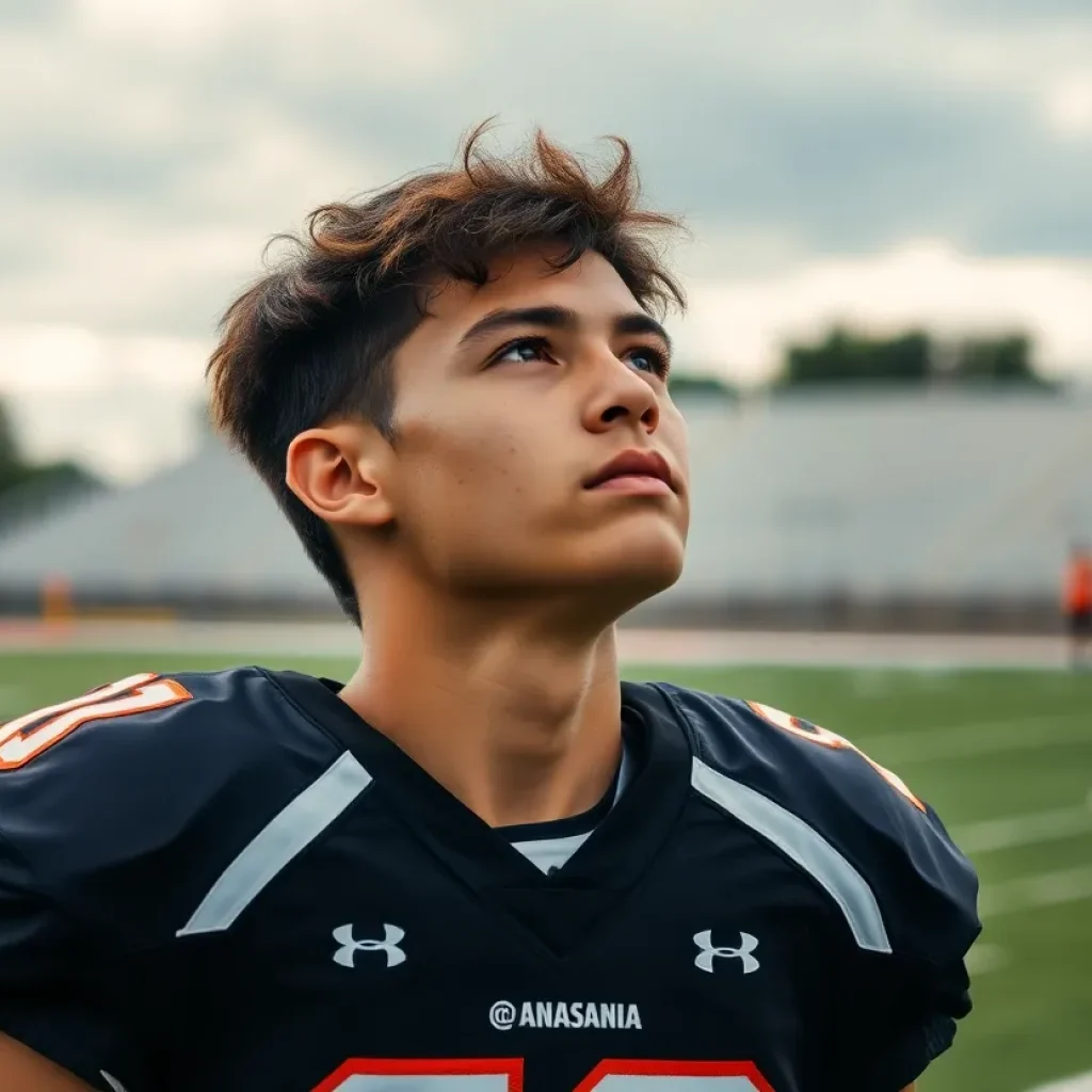 A student athlete reflecting on eligibility challenges on a football field