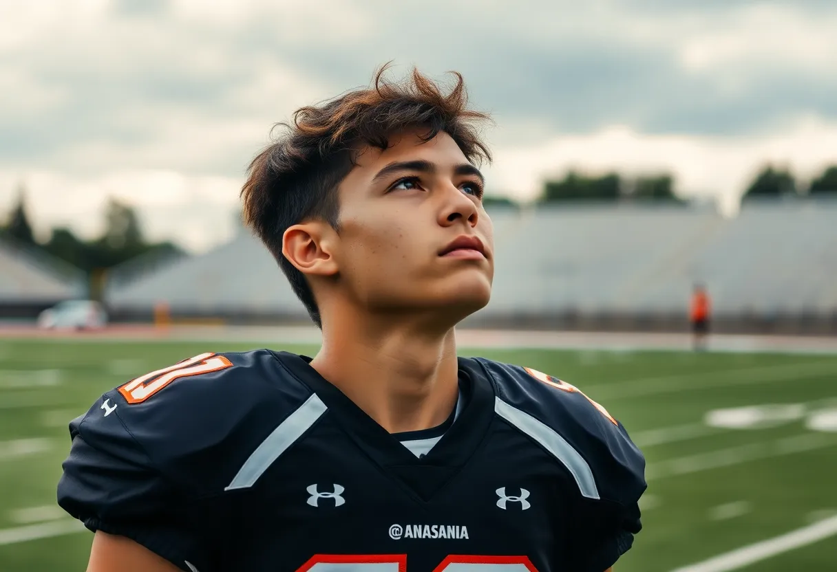 A student athlete reflecting on eligibility challenges on a football field