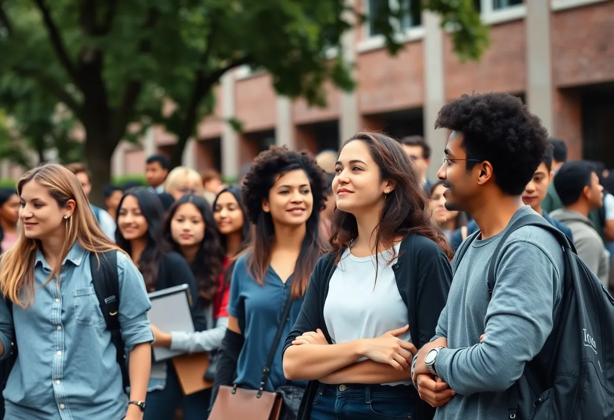 Diverse students on UCLA campus promoting inclusivity