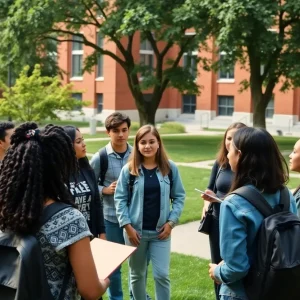 Students discussing social justice on UCLA campus