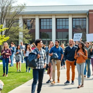 Diverse students at UCLA campus engaged in discussions.