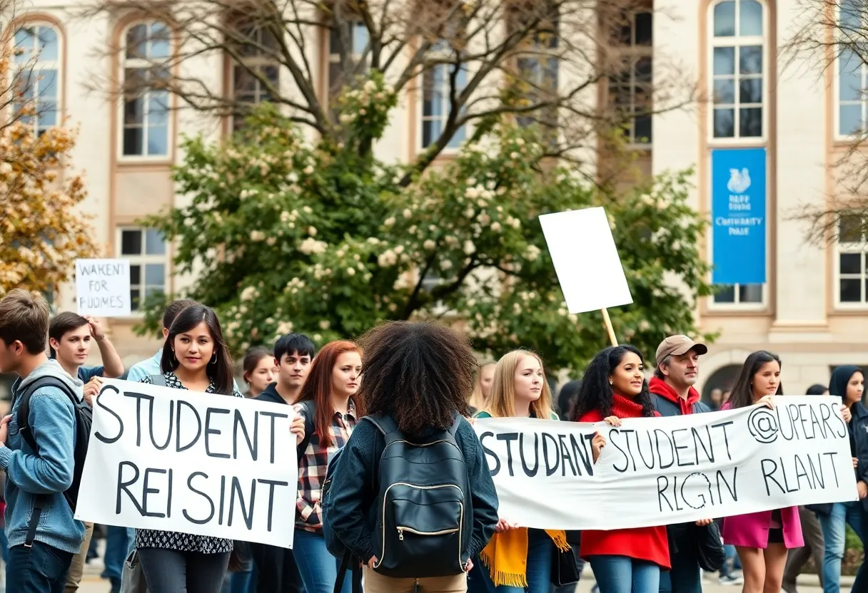 Students protesting on UCLA campus for student rights