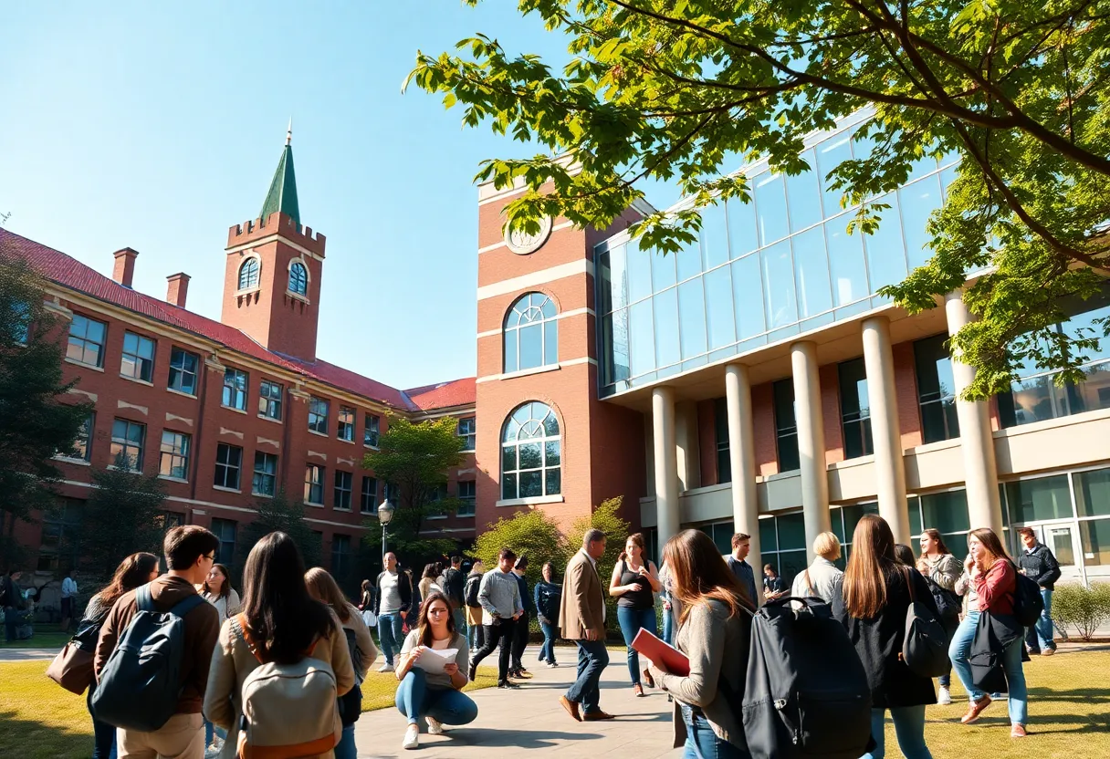 Diverse students on UCLA campus promoting academic freedom