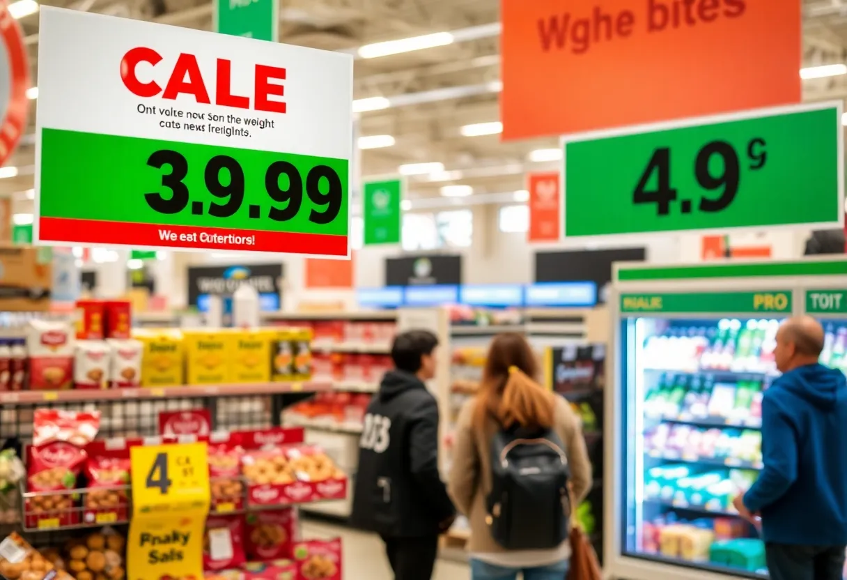 Walmart store with pricing labels