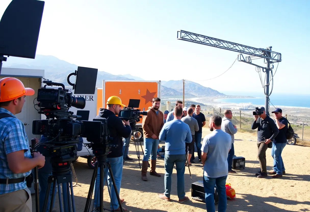 Set of a film production in California