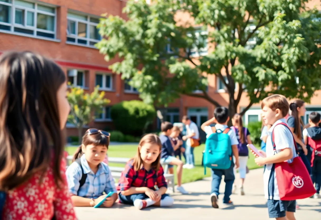 Students at a California public high school engaged in classroom activities