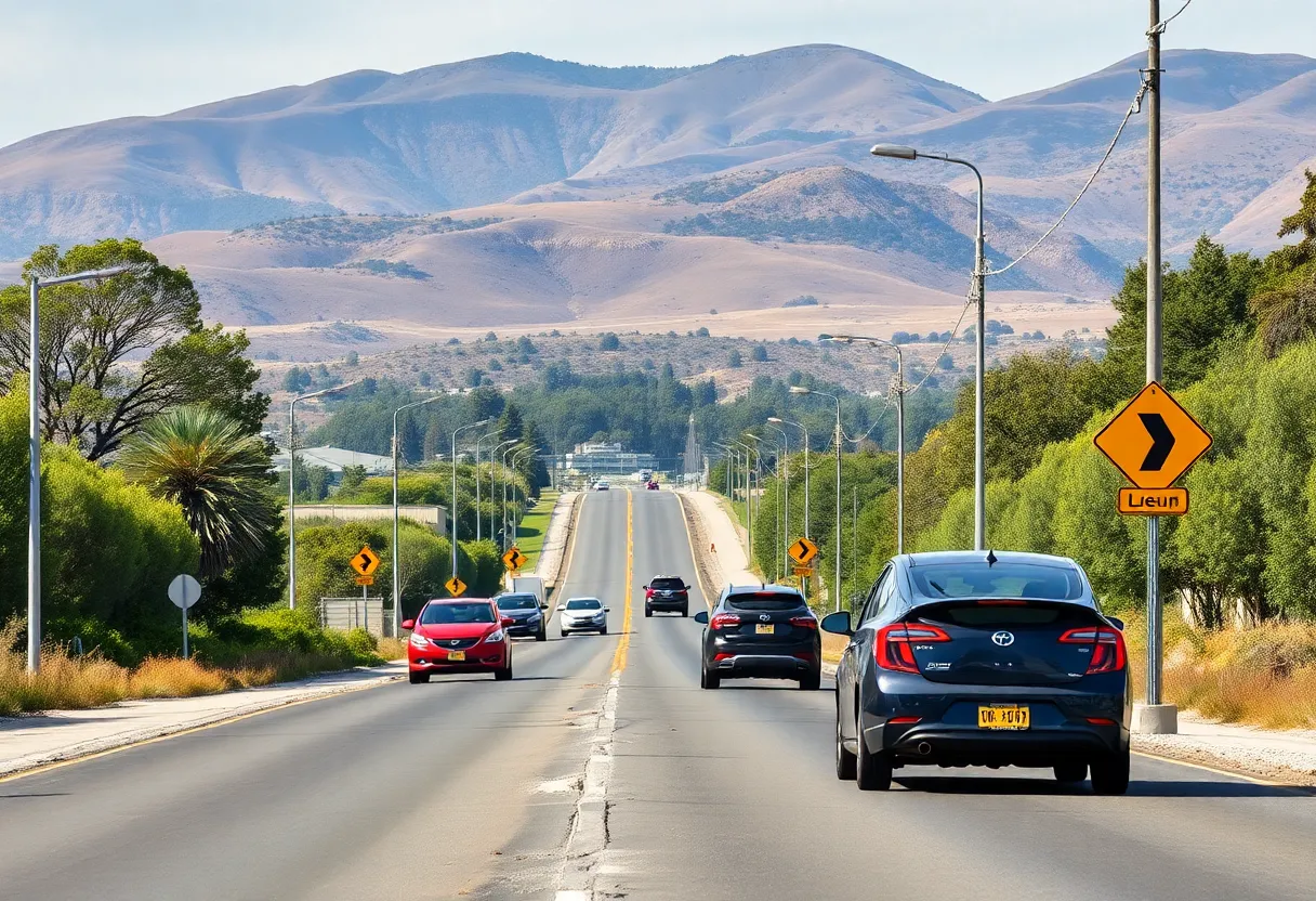 California road with electric vehicles emphasizing the road charge proposal.