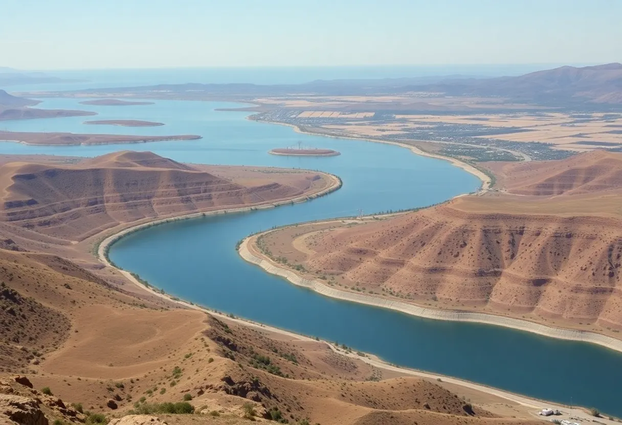 A panoramic view of California's waterways and agricultural lands illustrating the significance of water transfers.