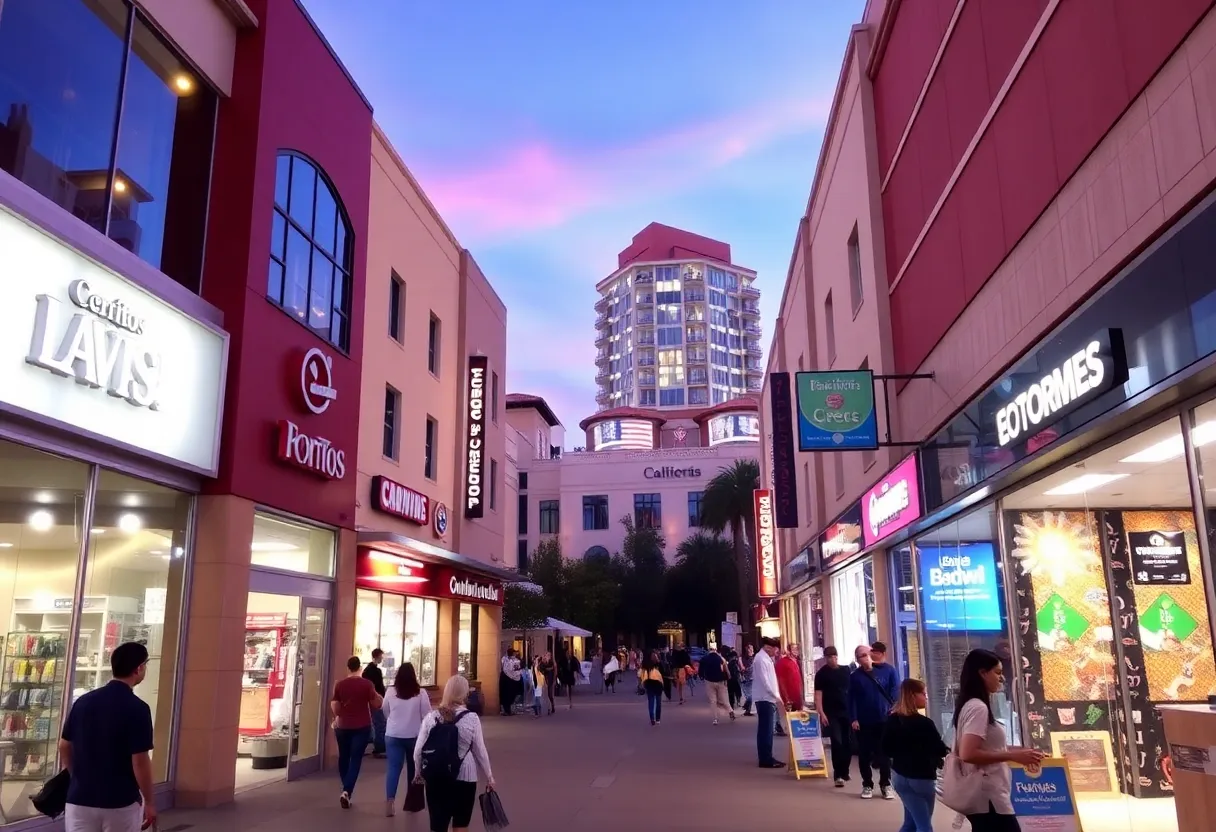 Cerritos city scene with businesses and a thriving community environment