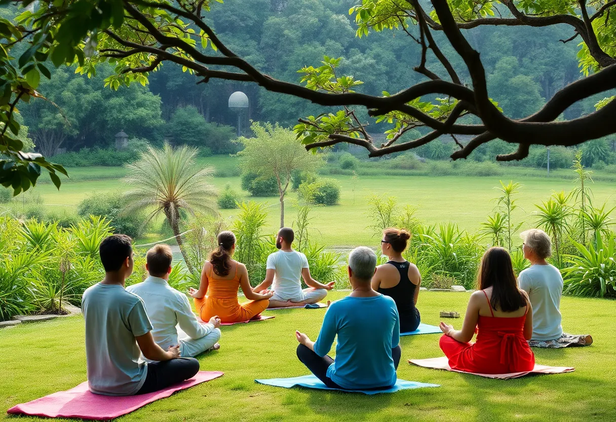 Participants in a meditation session at the Field of Awakening program