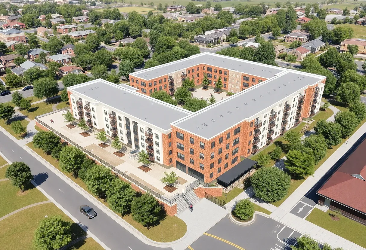Artist's impression of the affordable housing redevelopment project at General Hospital in Los Angeles