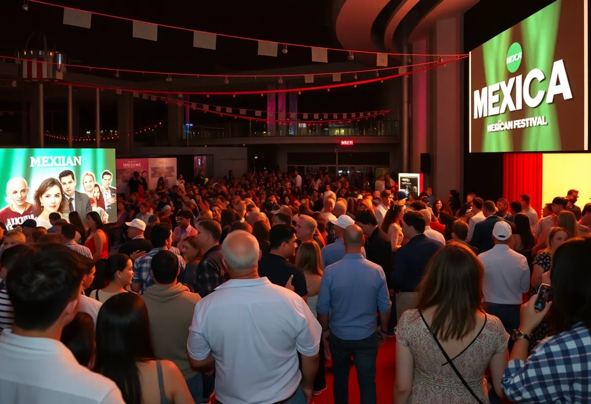 Crowd enjoying Mexican cinema at the Hola Mexico Film Festival