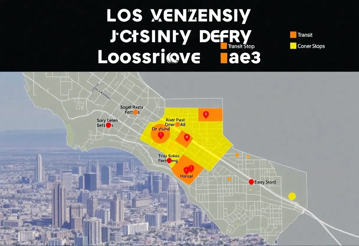 Map illustrating potential housing density changes in Los Angeles