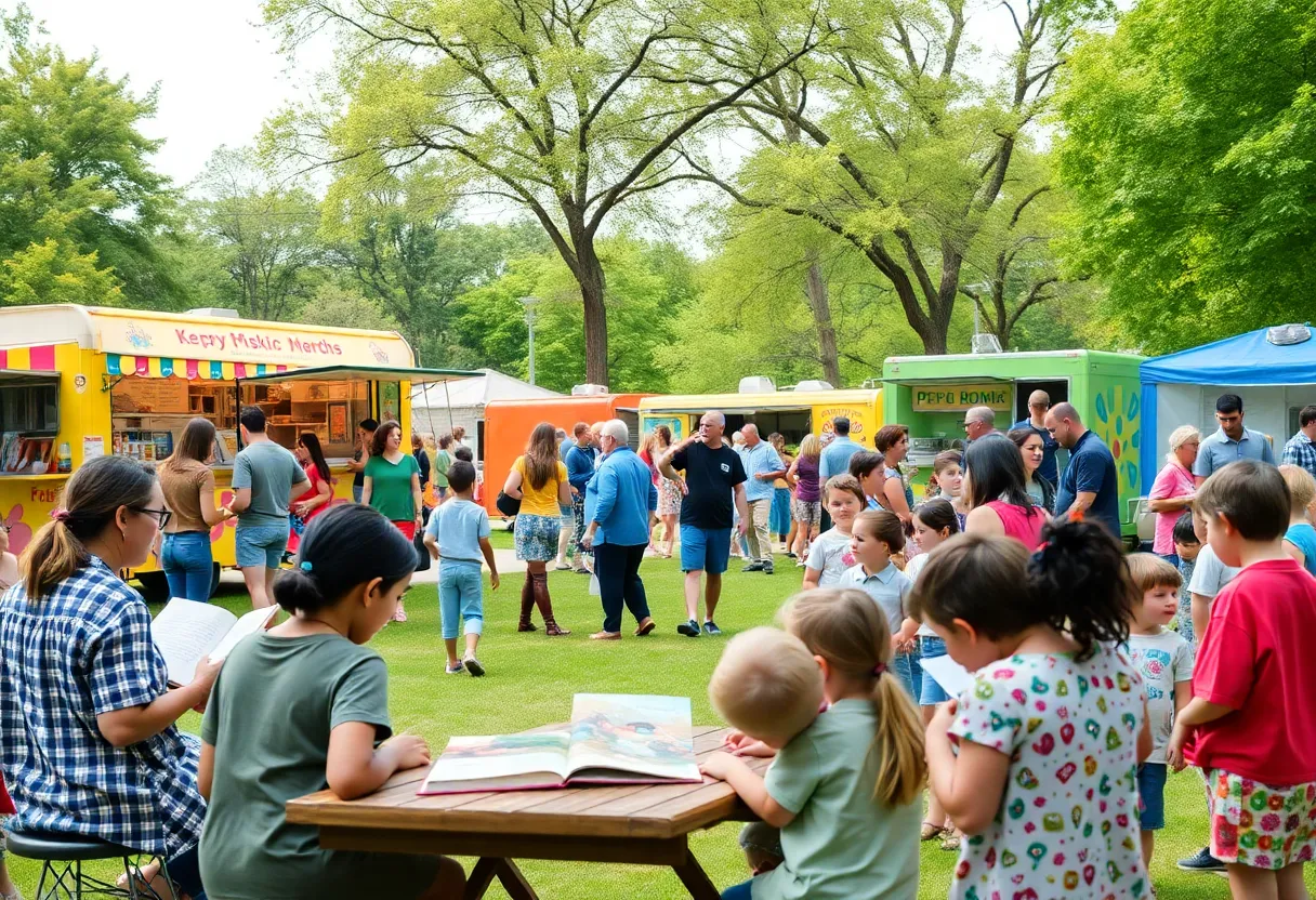 Families enjoying activities at the Los Angeles Kids' Book Festival