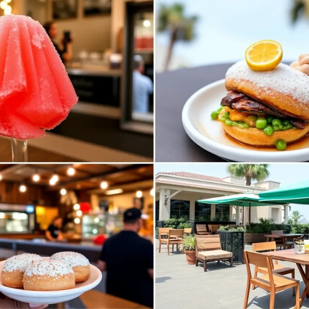 Collage of refreshing food and dining spots in Los Angeles during summer.