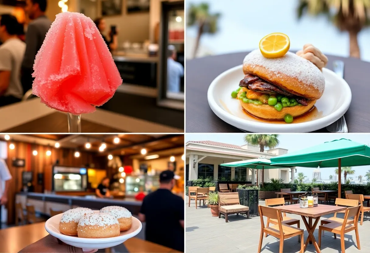 Collage of refreshing food and dining spots in Los Angeles during summer.