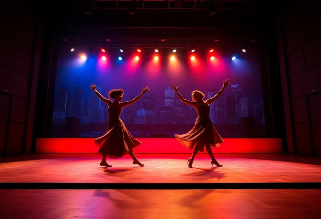A vibrant performance scene from the LA Opera's adaptation of West Side Story