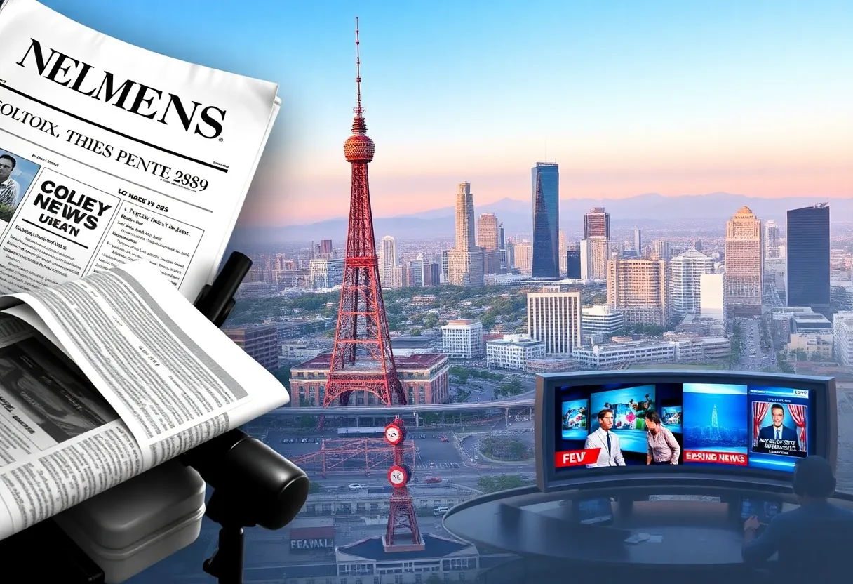 Various local media channels in Los Angeles with community engagement imagery.