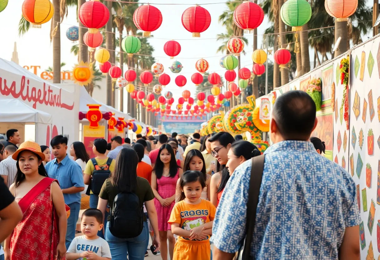 A lively cultural festival in Los Angeles featuring music, art, and family activities.