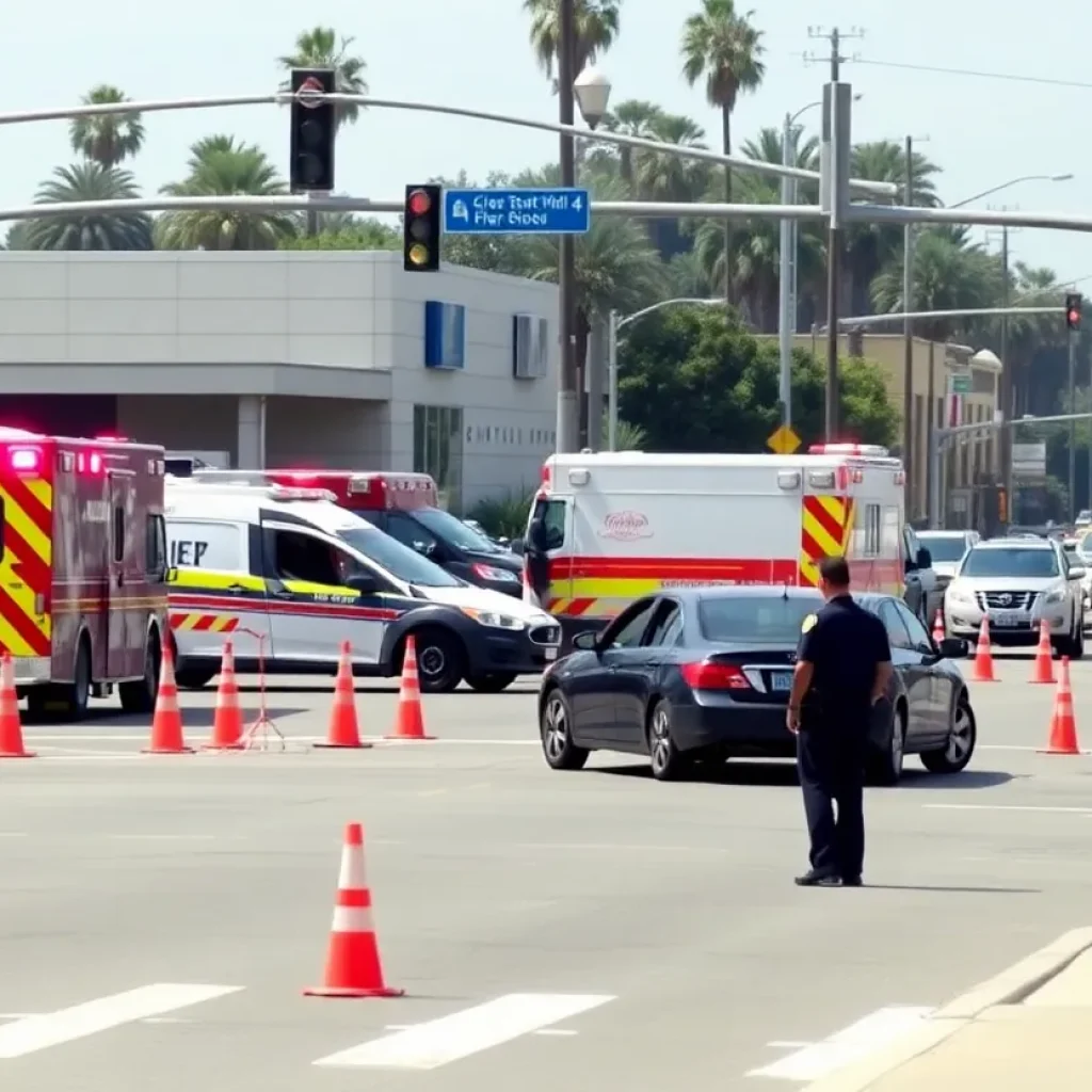 Emergency response vehicles at the scene of collisions in Los Angeles