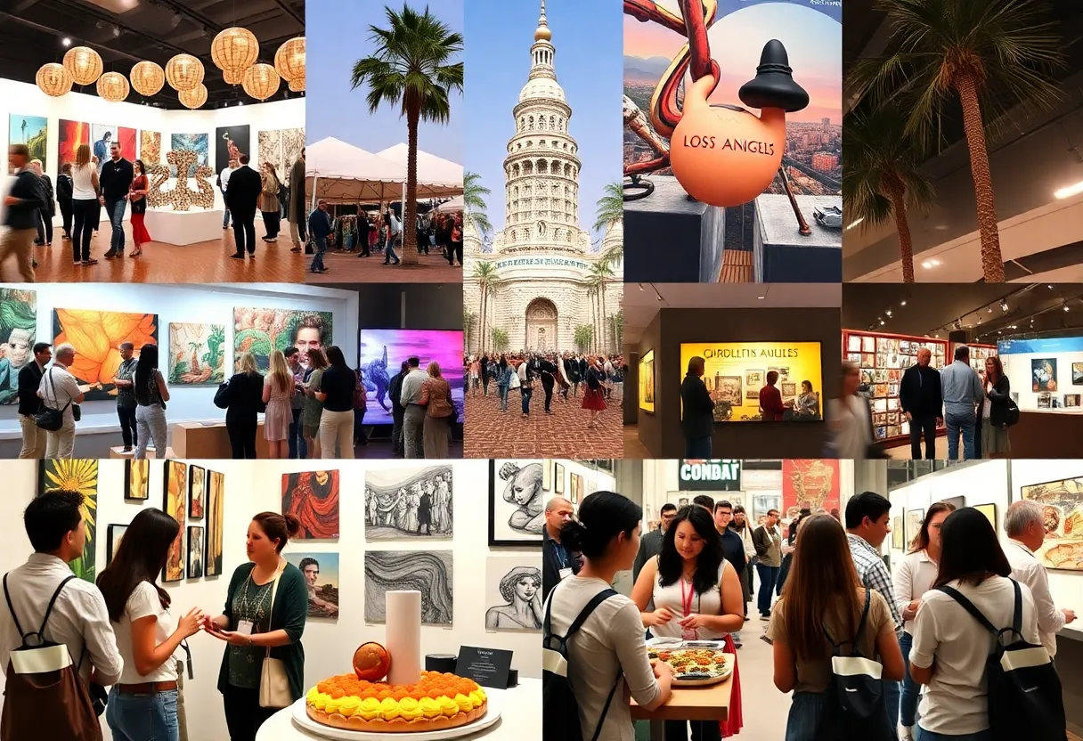A collage of various cultural and community events in Los Angeles.
