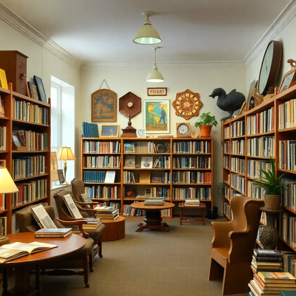 A library setting with books showcasing the literary arts and community support.