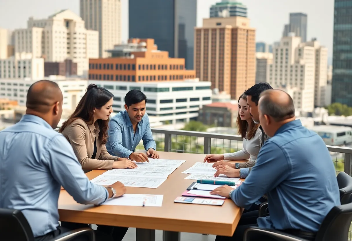 Municipal workers in Los Angeles collaborating on budget discussions.