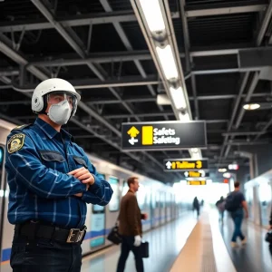 Transit station in Los Angeles showcasing weapons detection technology