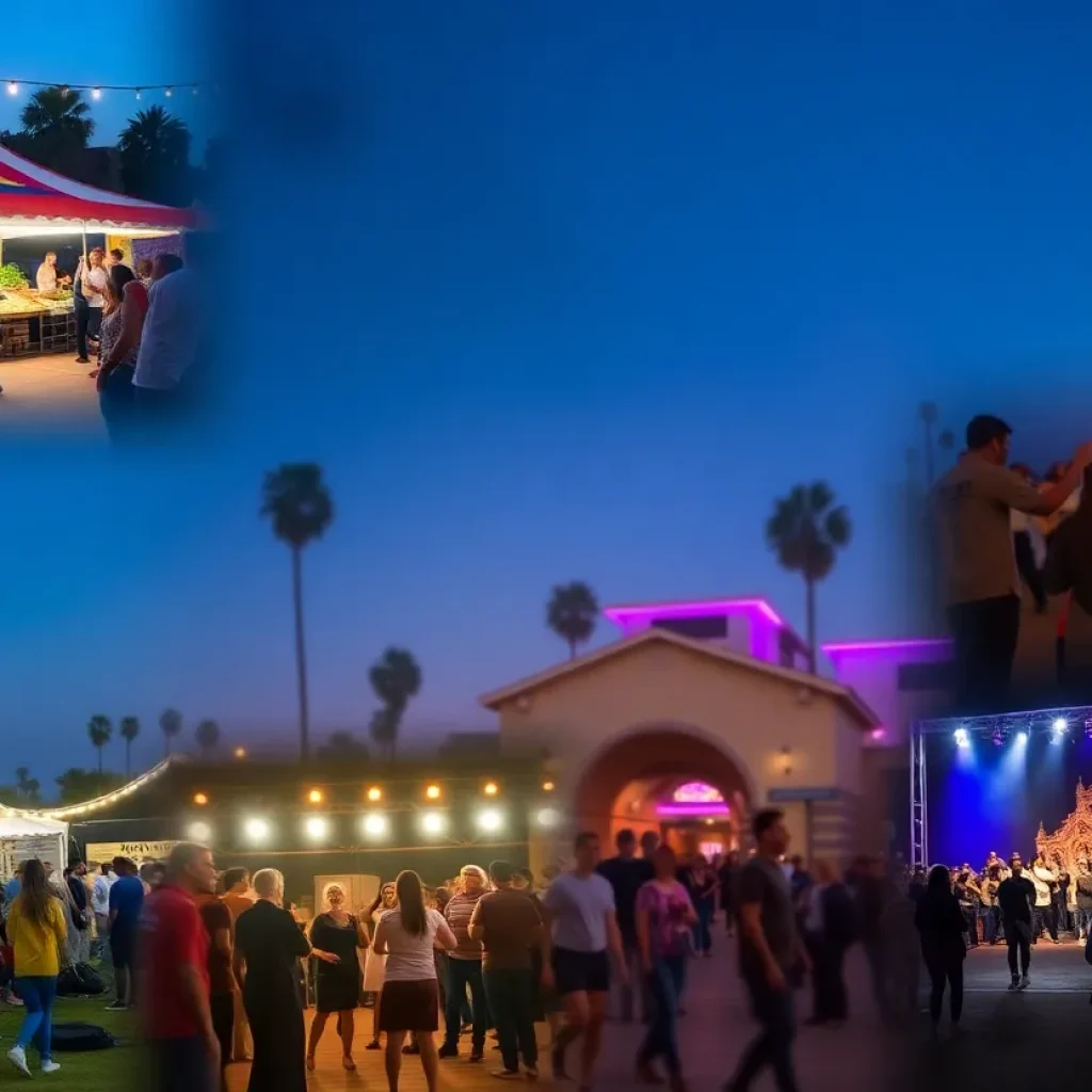 A colorful collage representing weekend events in Los Angeles.