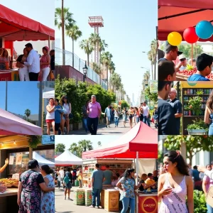 A colorful collage representing weekend events in Los Angeles.