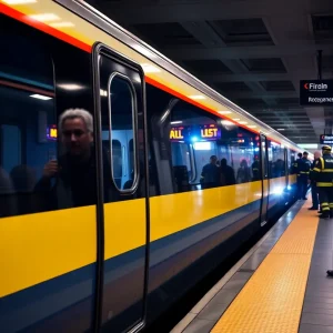 Metro train at 7th Street/Metro Center Station during incident