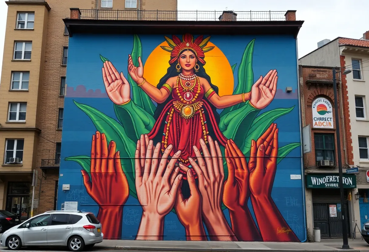 Three-story mural titled 'Nourishing the Community' by Robert Vargas at Project Angel Food
