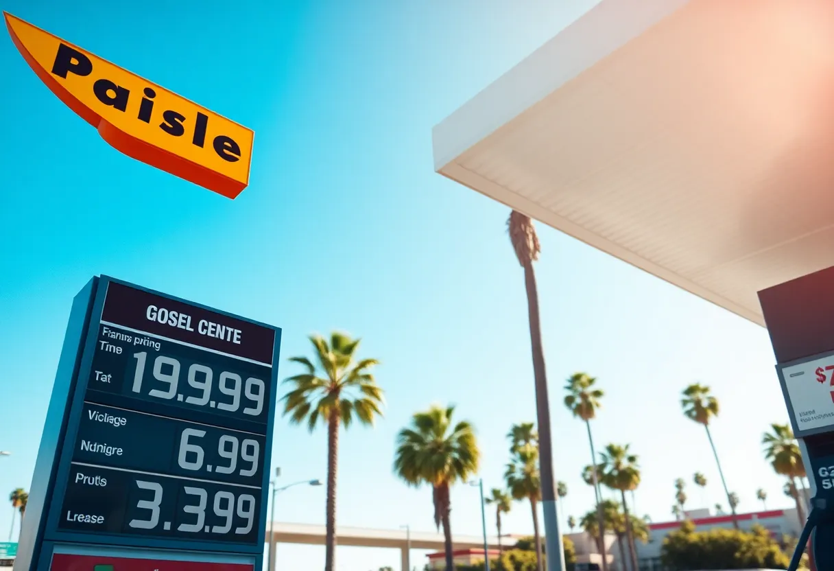 Gas pump displaying rising prices in Southern California