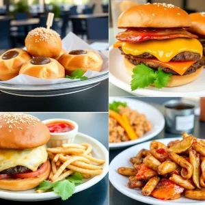 A variety of delicious dishes from San Fernando Valley restaurants including pastries, burgers, and ethnic cuisines.