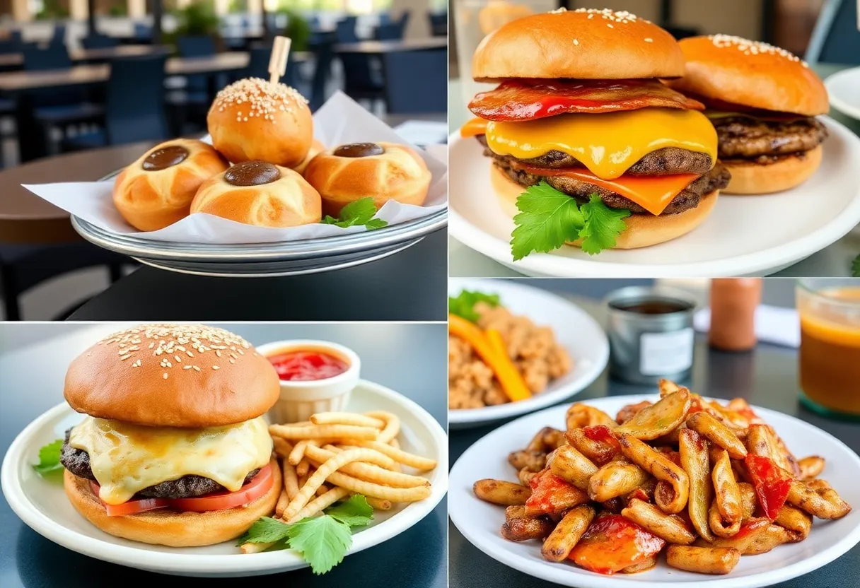 A variety of delicious dishes from San Fernando Valley restaurants including pastries, burgers, and ethnic cuisines.