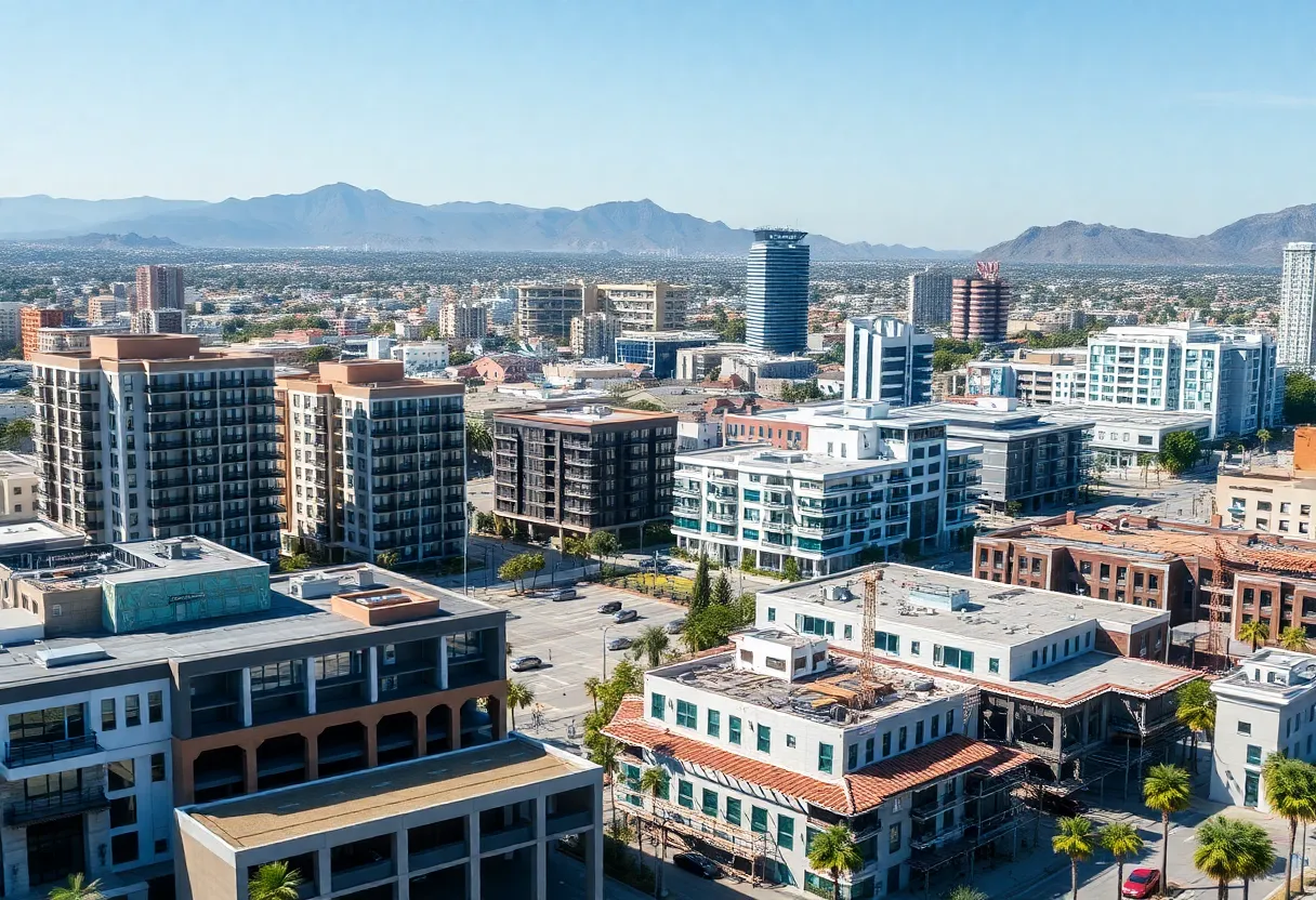 Urban landscape of Southern California with mixed-use properties